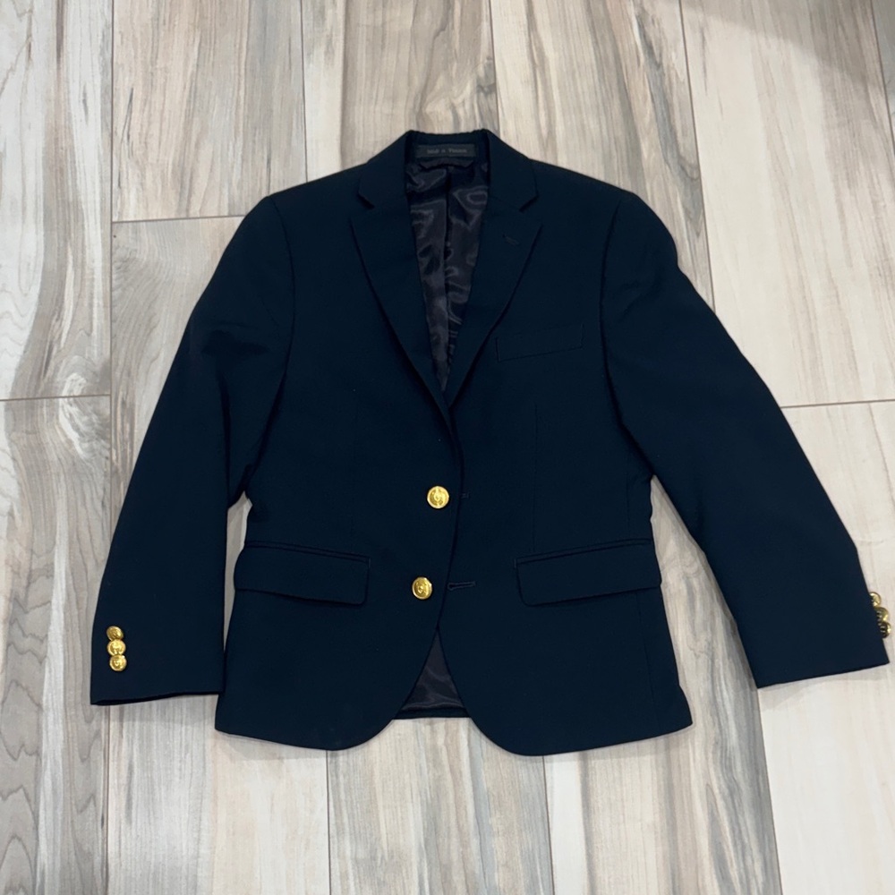 Boys Ralph Lauren Navy Blazer with Gold Crest Buttons | Size 10